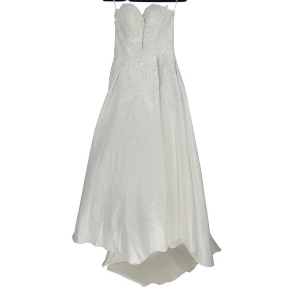 Lulus New! White Beaded Embroidered Strapless Gown Long Slit Bridal Wedding 4 - Picture 2 of 8